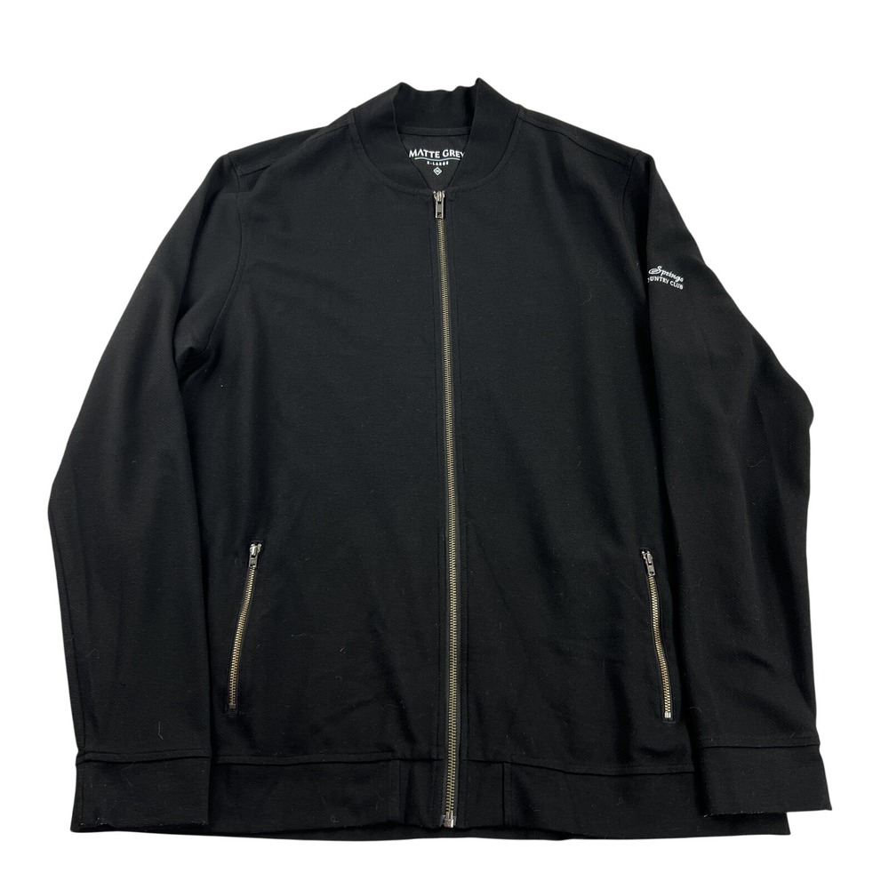 Matte Grey Full Zip Golf Bomber Jacket XL Black Men Eagle Springs Country Club